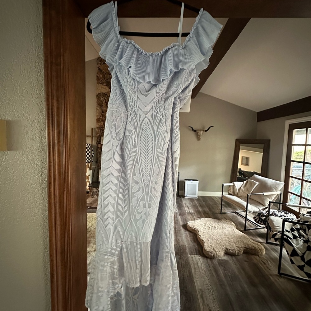 Blue Off-Shoulder Dress
